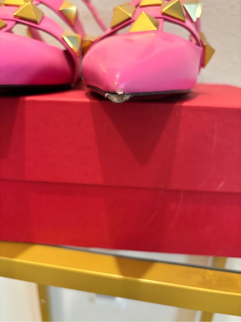 Valentino Garavani 'Roman Rockstud' Flats Pink, Size 38.5